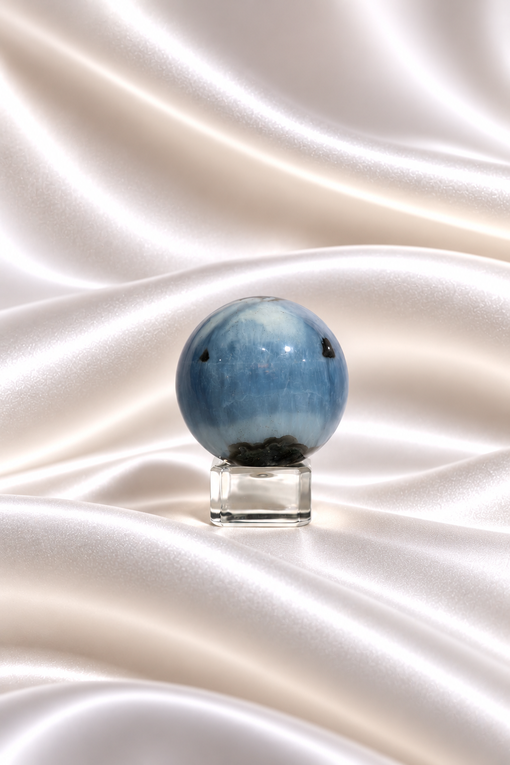 Blue Opal Sphere w/ Moss Agate Inclusions - RARE #21
