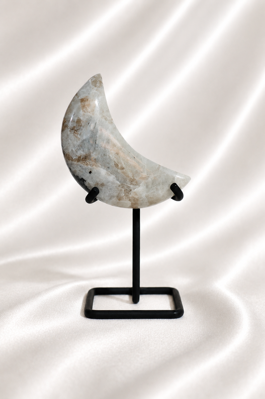 Rainbow Moonstone Moon on Stand #1