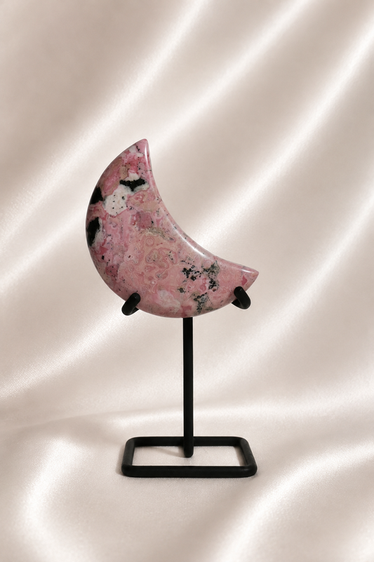 Peruvian Rhodonite Moon on Stand #3