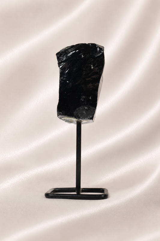Raw Black Obsidian on Stand #1