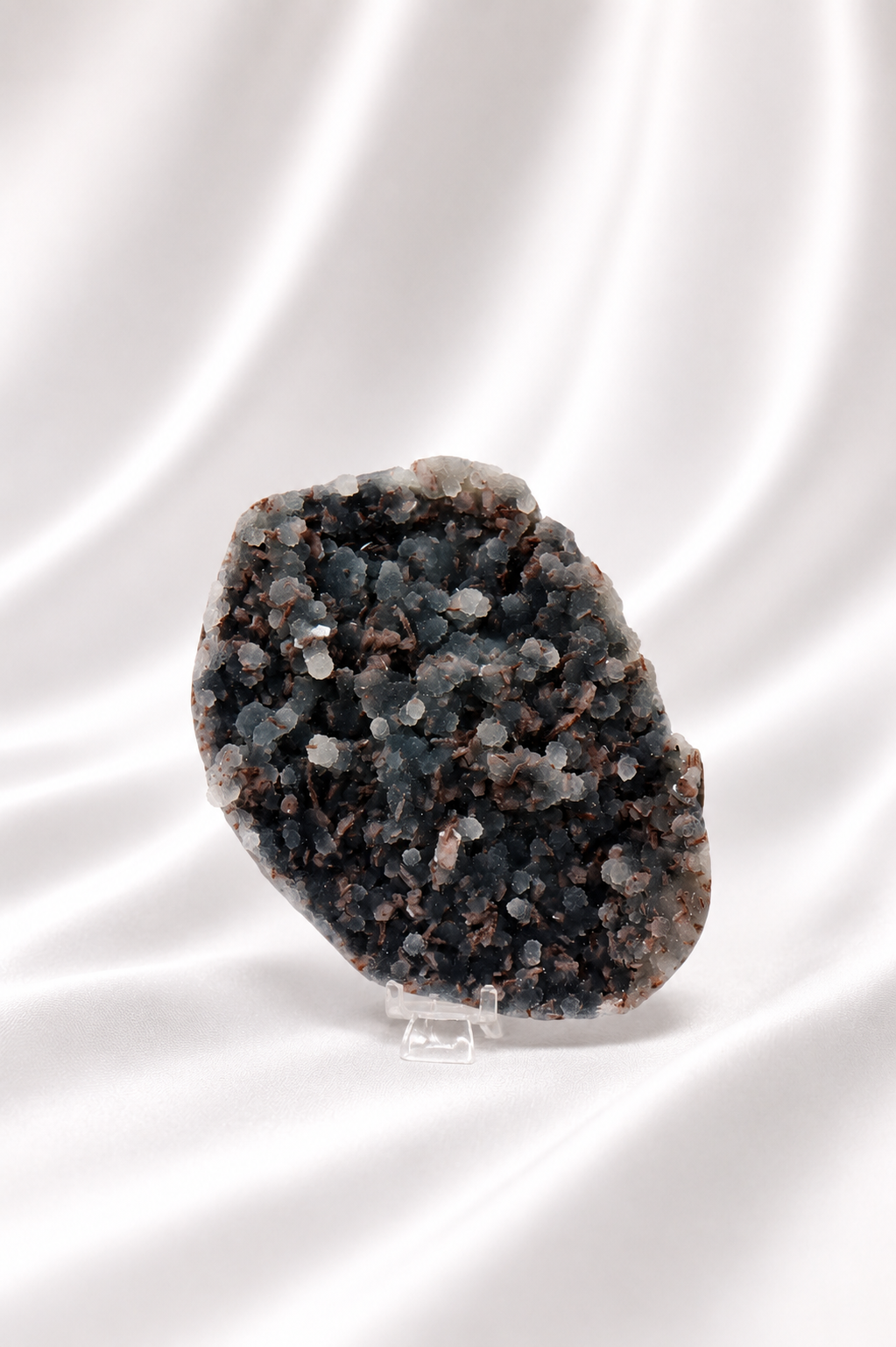 Blue Chalcedony with Stilbite Sugar Druzy Cluster #14
