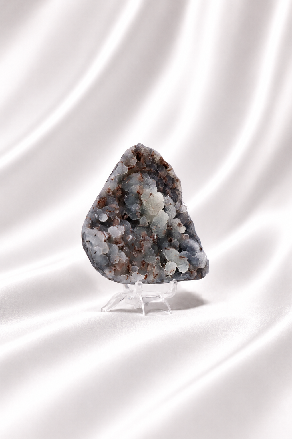 Blue Chalcedony with Stilbite Sugar Druzy Cluster #4
