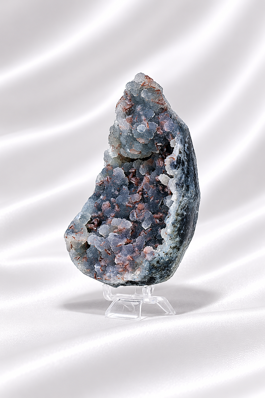 Blue Chalcedony with Stilbite Sugar Druzy Cluster #11