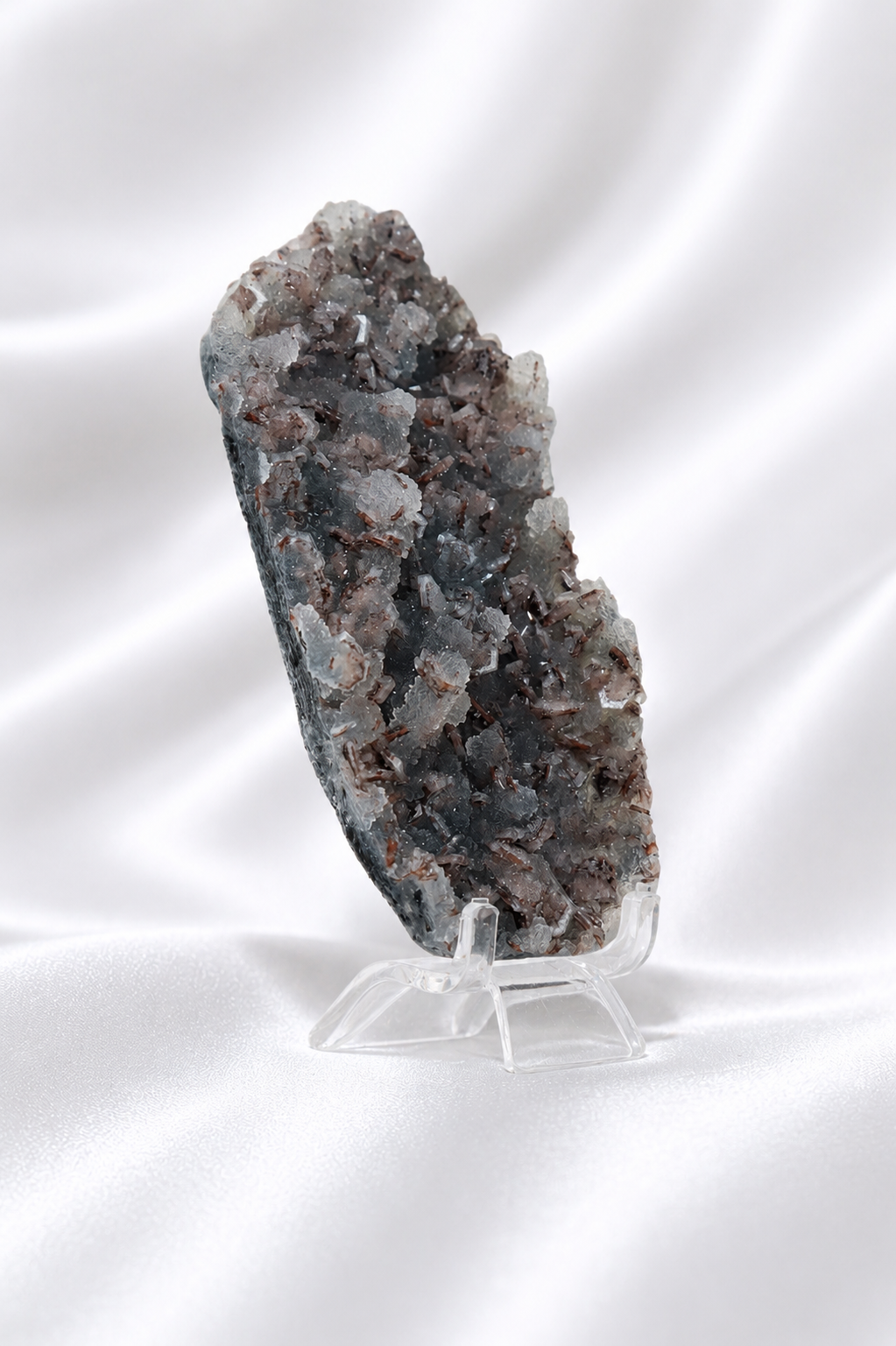 Blue Chalcedony with Stilbite Sugar Druzy Cluster #2