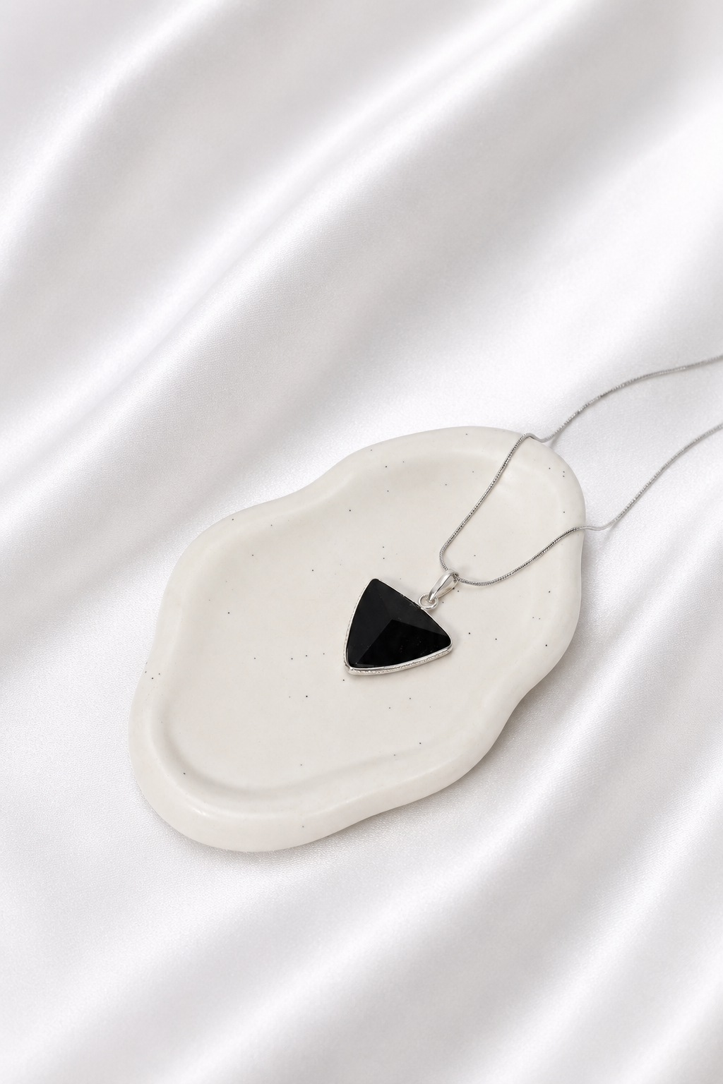 Black Tourmaline Triangle Necklace