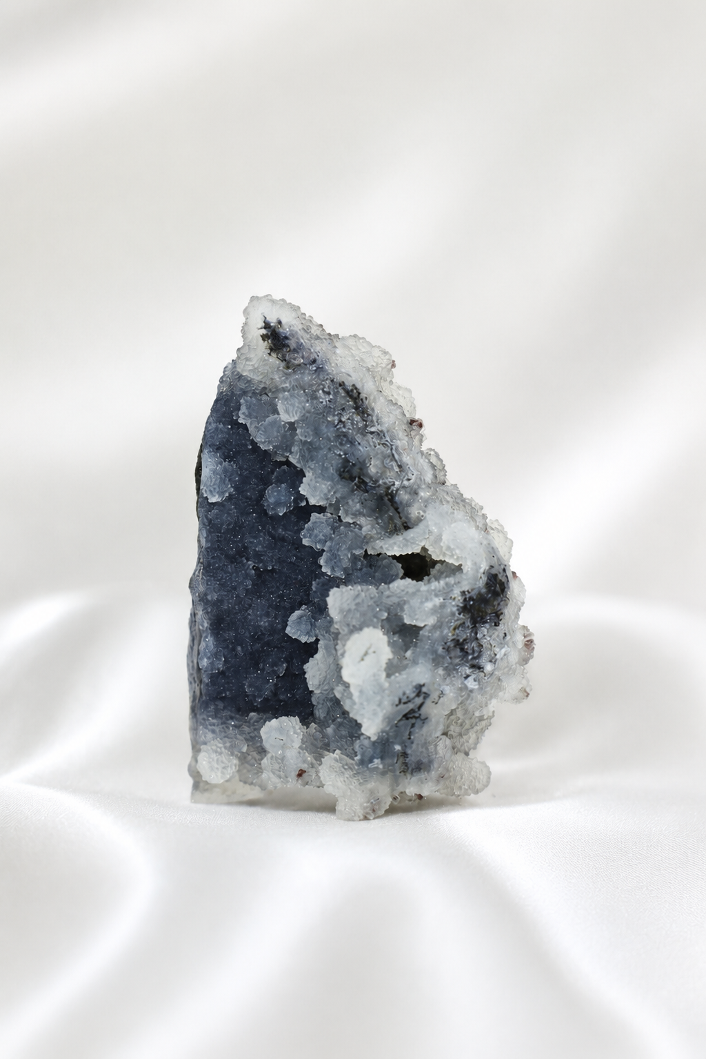 Blue Chalcedony with Stilbite Sugar Druzy Cluster #3