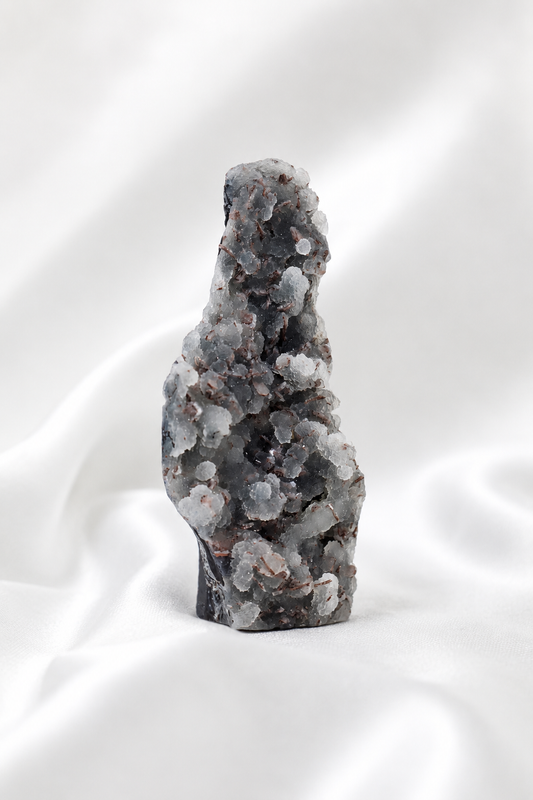 Blue Chalcedony with Stilbite Sugar Druzy Cluster #8