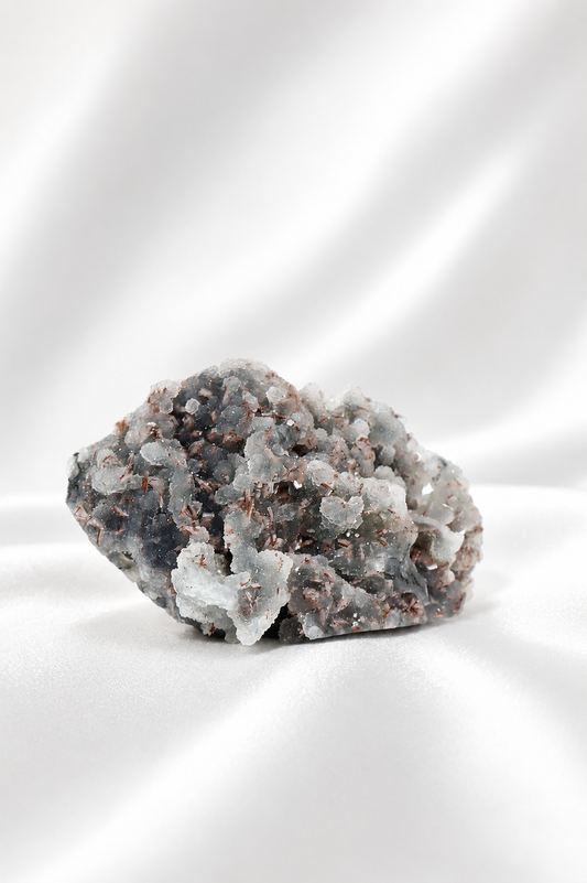 Blue Chalcedony with Stilbite Sugar Druzy Cluster #13