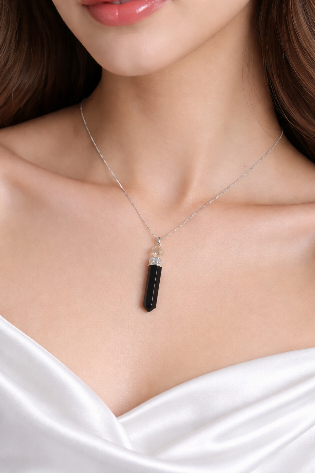 Black Tourmaline Pencil Necklace