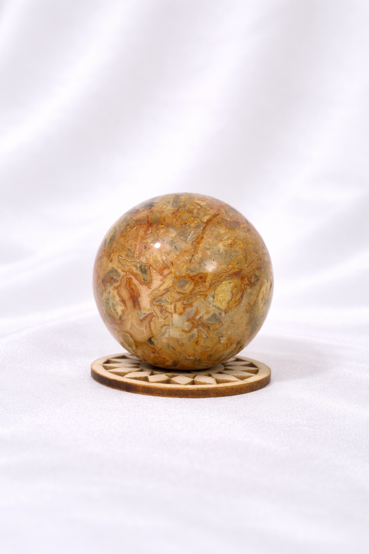 Yellow Mexican Crazy Lace Agate Sphere #3