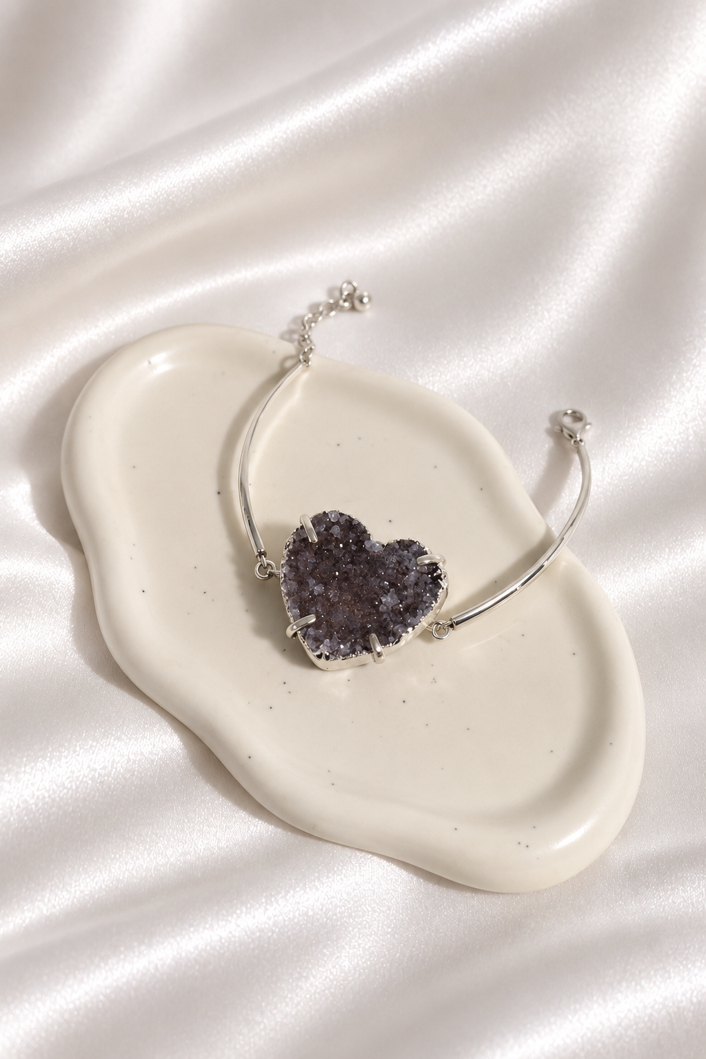 Druzy Amethyst Heart Bracelet