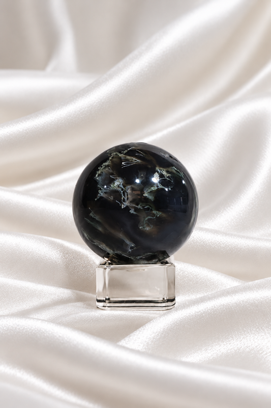 Moss Agate w/ Chalcedony Sphere #1
