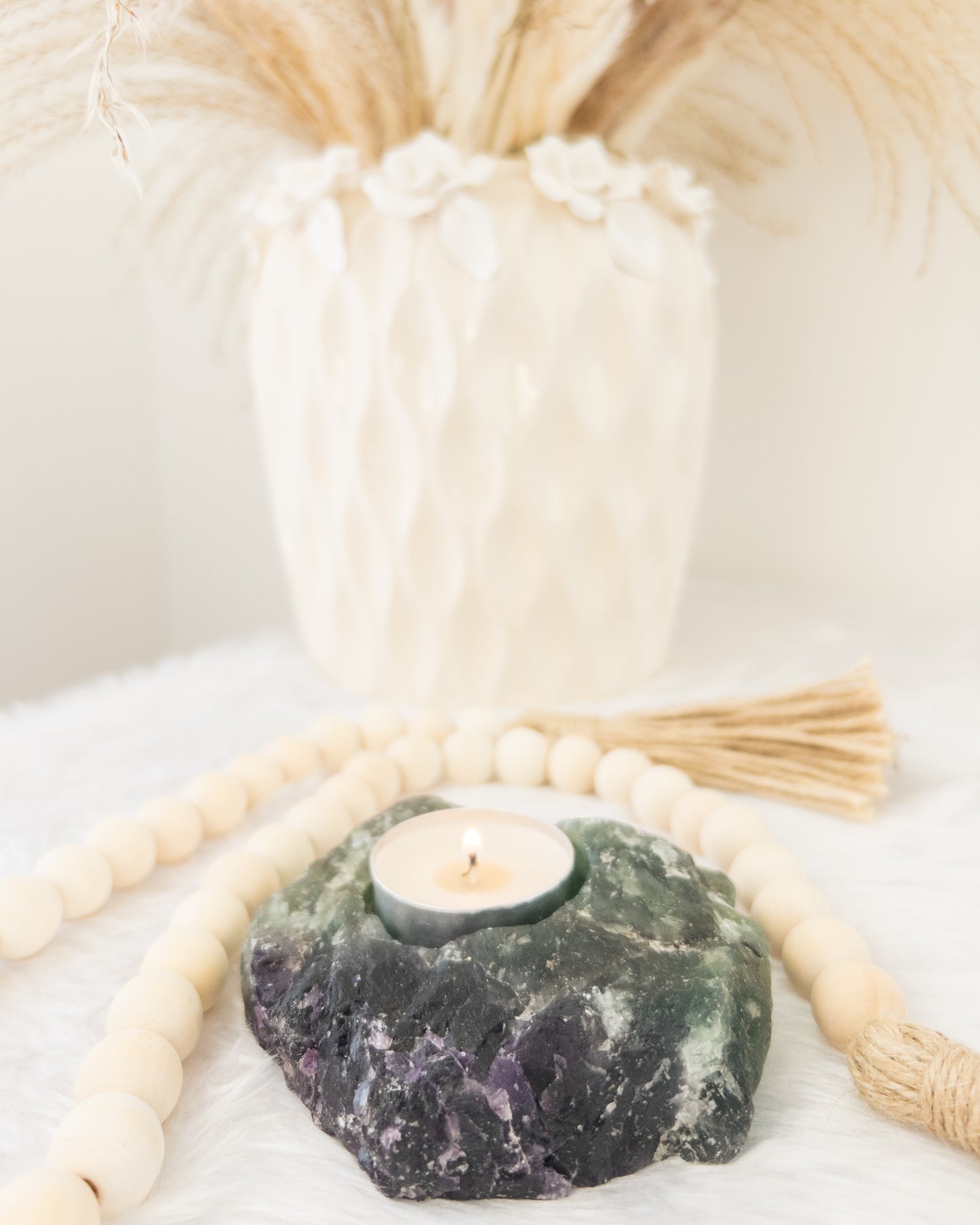 Rainbow Fluorite Candle Holder