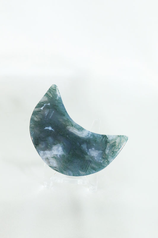 Moss Agate Moon Carving #3