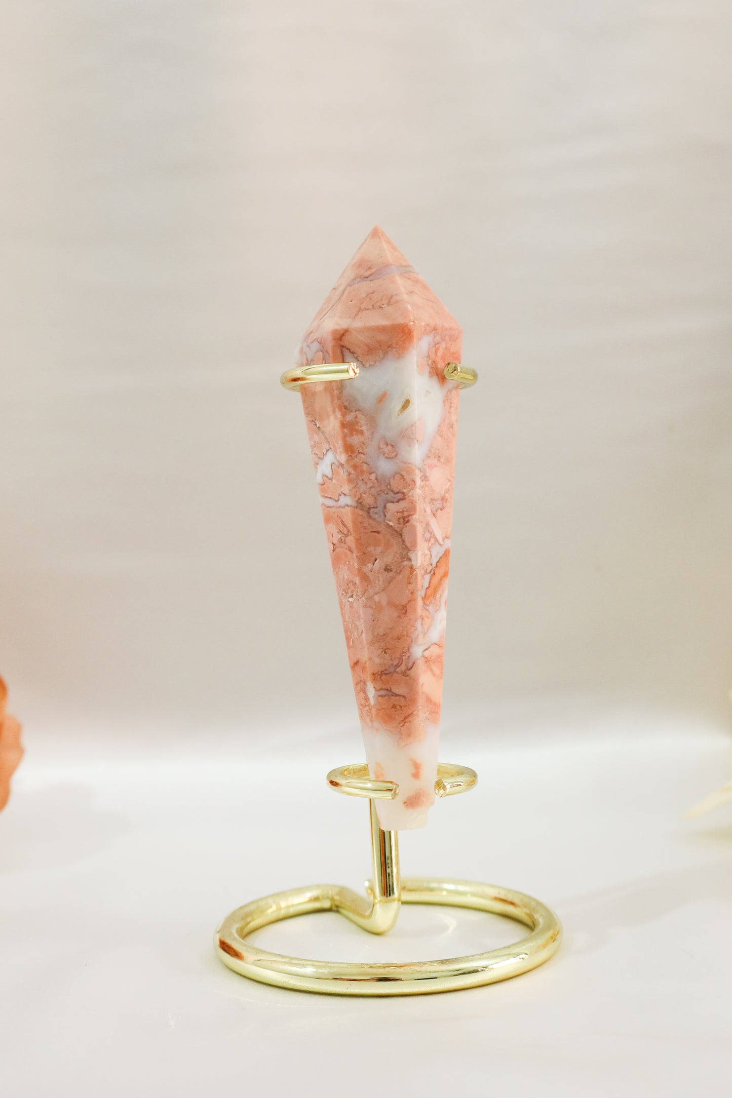 Pink Agate Wand on Stand #9