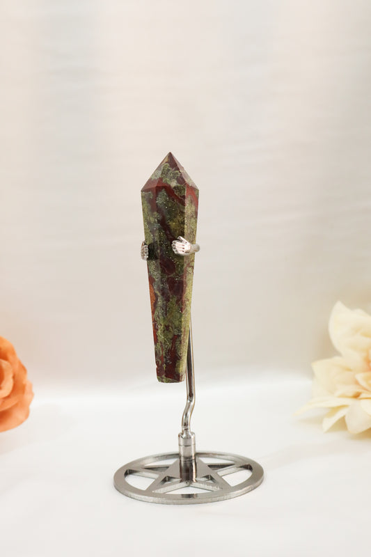 Dragon Blood Jasper Wand on Stand #1