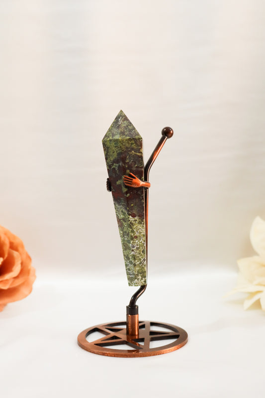 Dragon Blood Jasper Wand on Stand #2