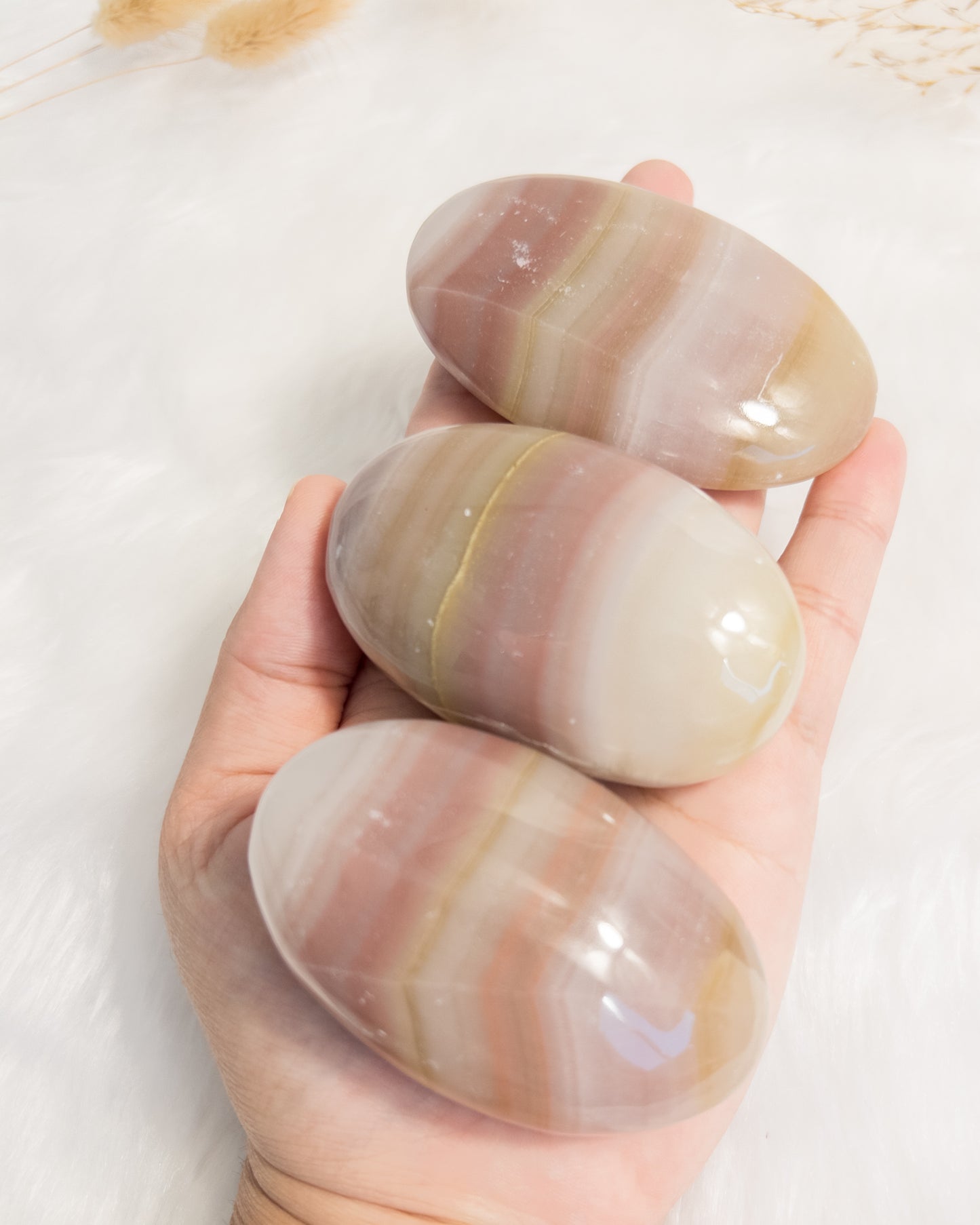 Pink Banded Onyx Palmstones