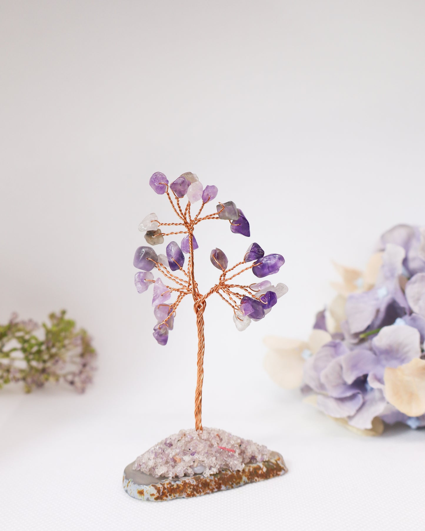 Amethyst Crystal Tree on Agate Slice