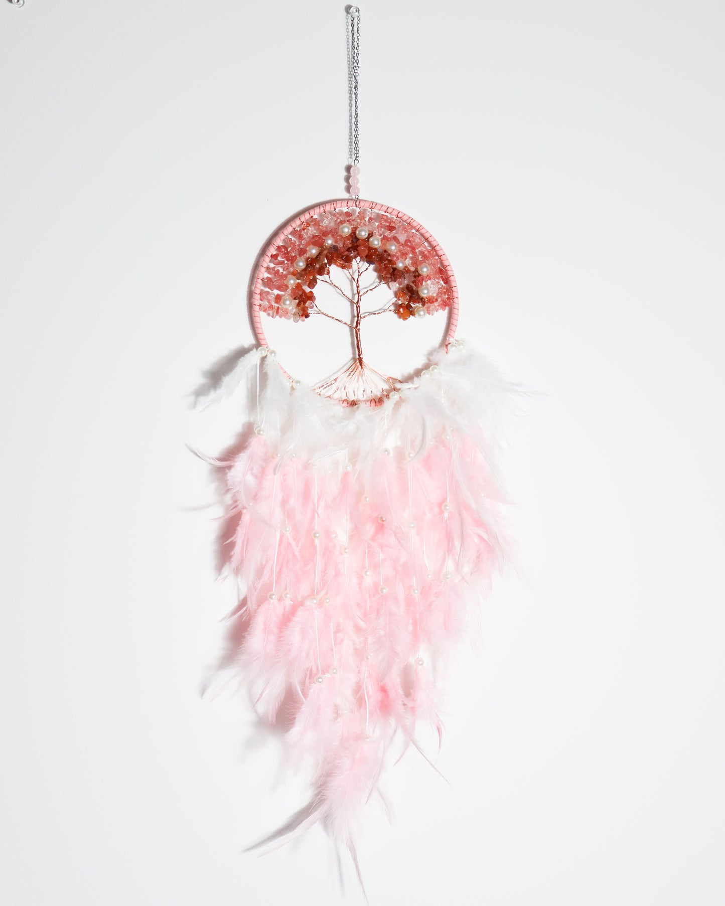 Rose Quartz & Red Agate Dreamcatcher