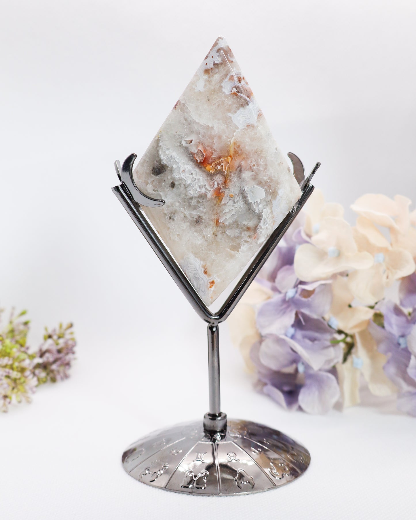 Mexican Crazy Lace Agate Diamond with Stand #6
