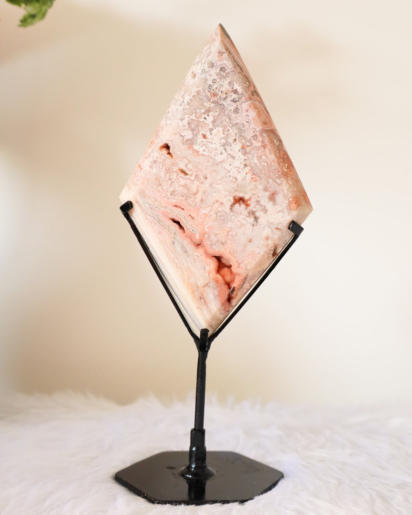Pink Crazy Lace Agate Diamond with Stand #1