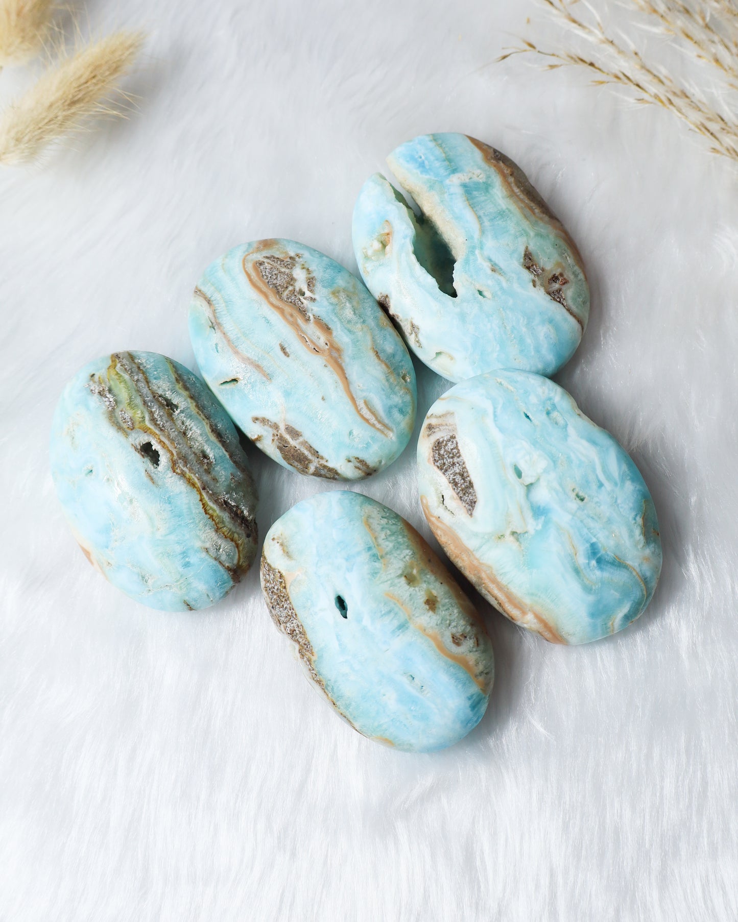 Blue Aragonite Palm Stones