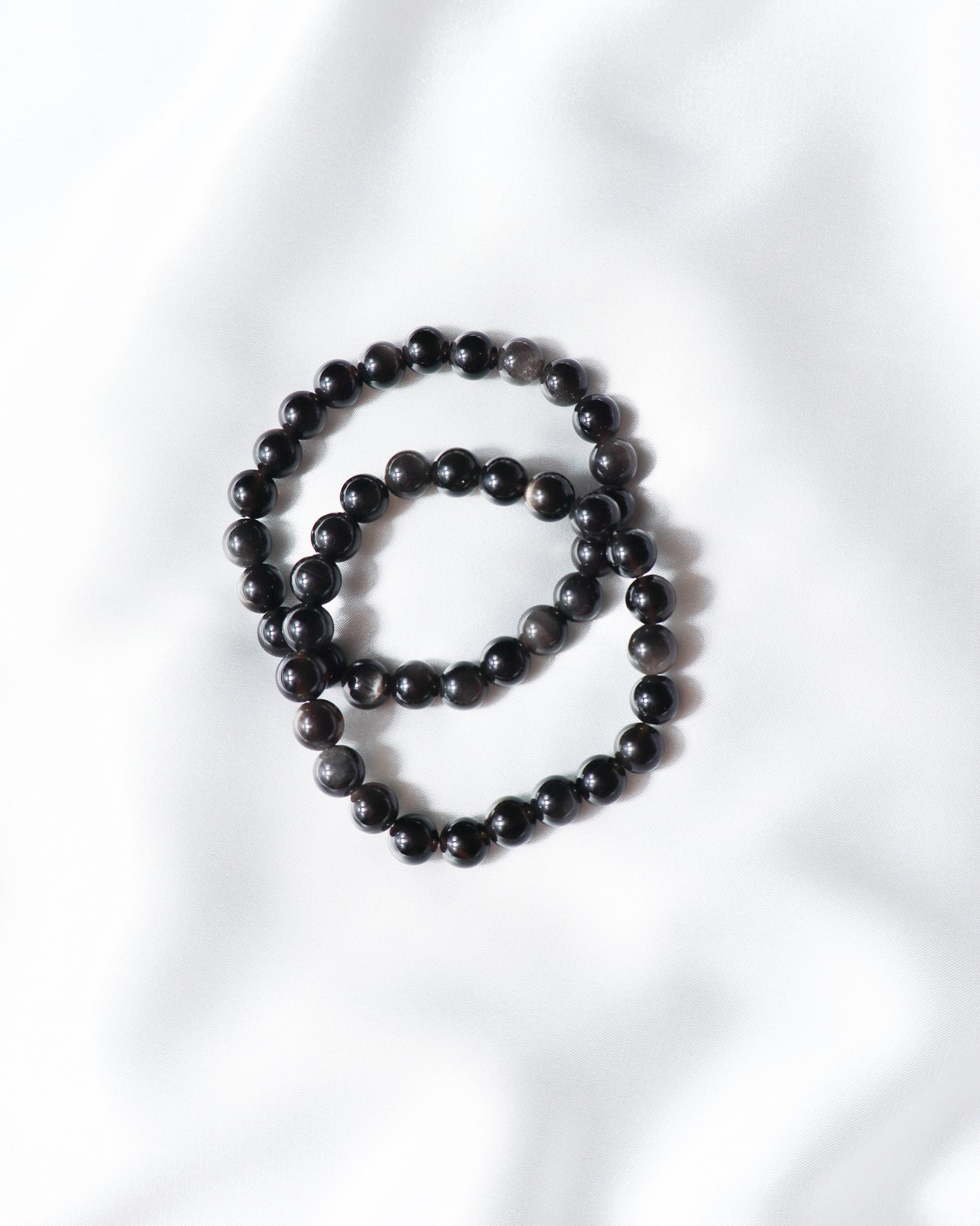 Silver Sheen Obsidian Beaded Bracelet
