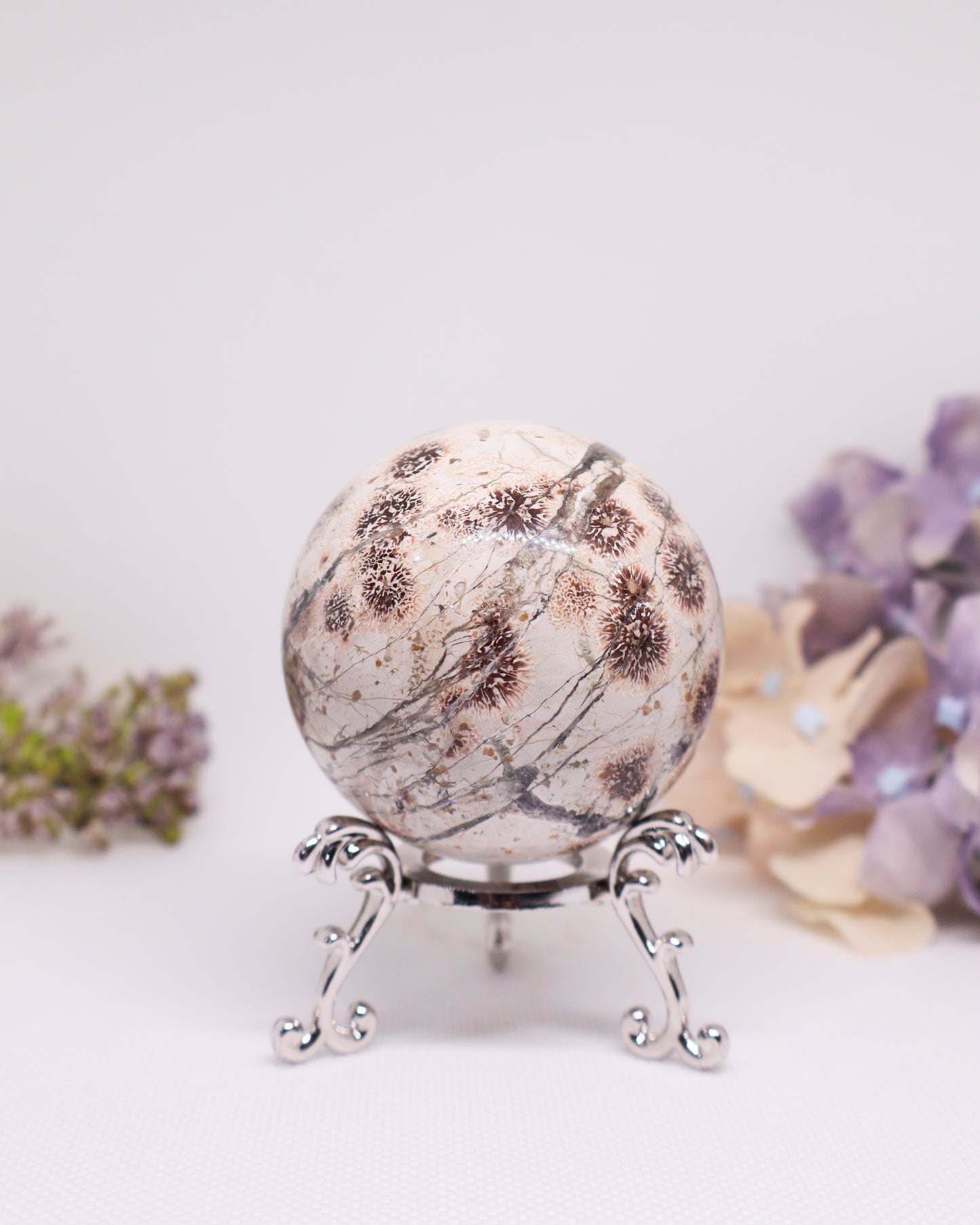 Green Sakura/ Flower Agate Sphere #2