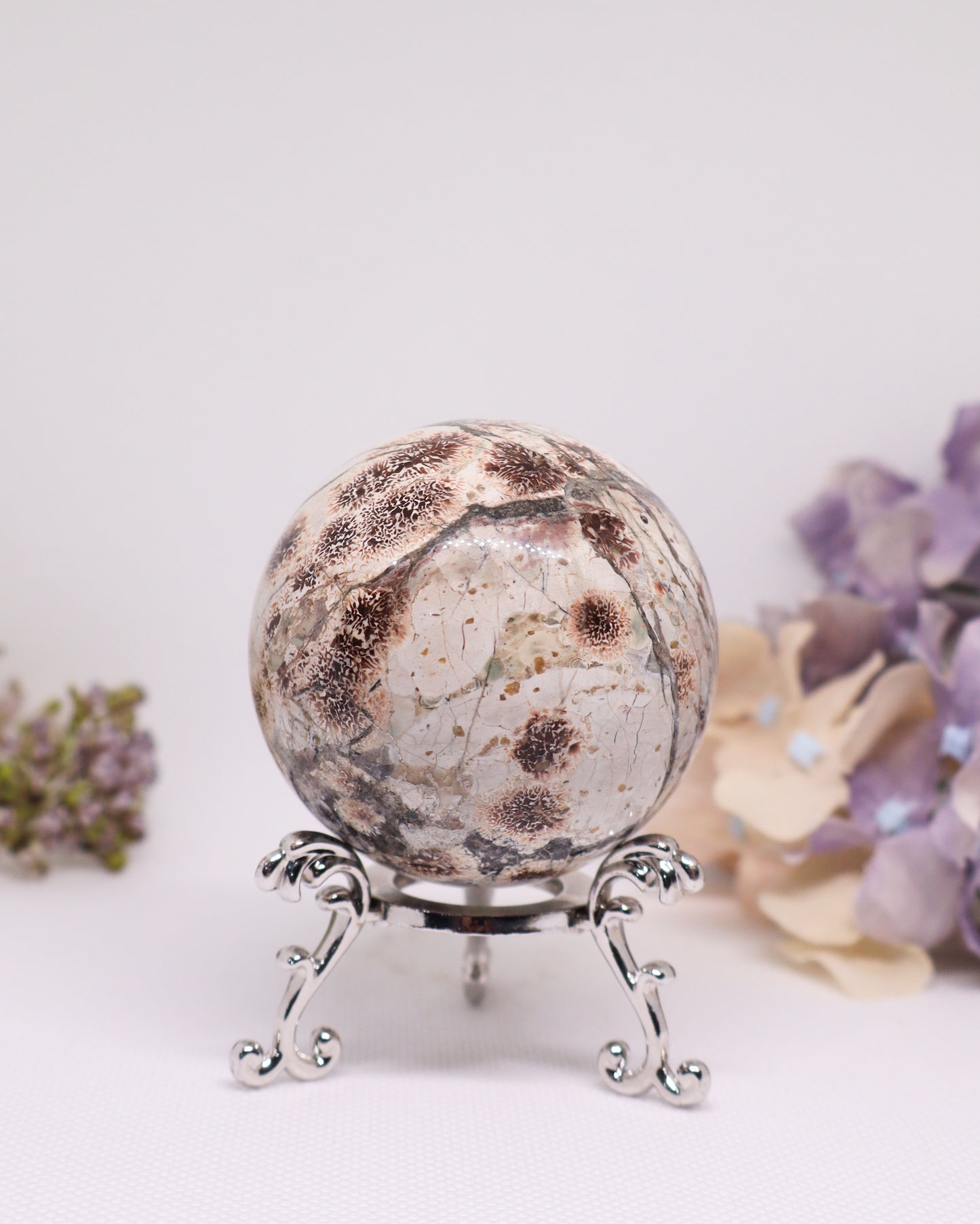 Green Sakura/ Flower Agate Sphere #2