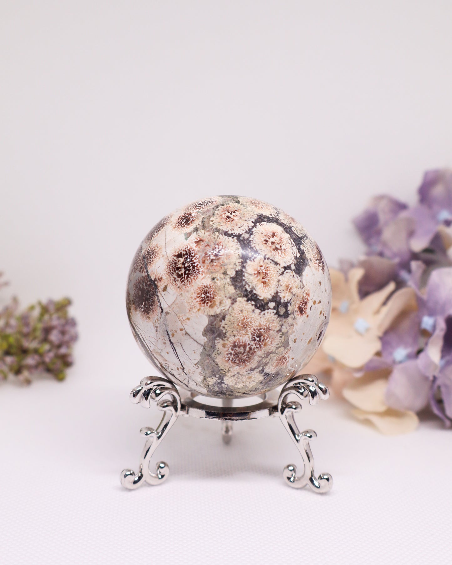 Green Sakura/ Flower Agate Sphere #1