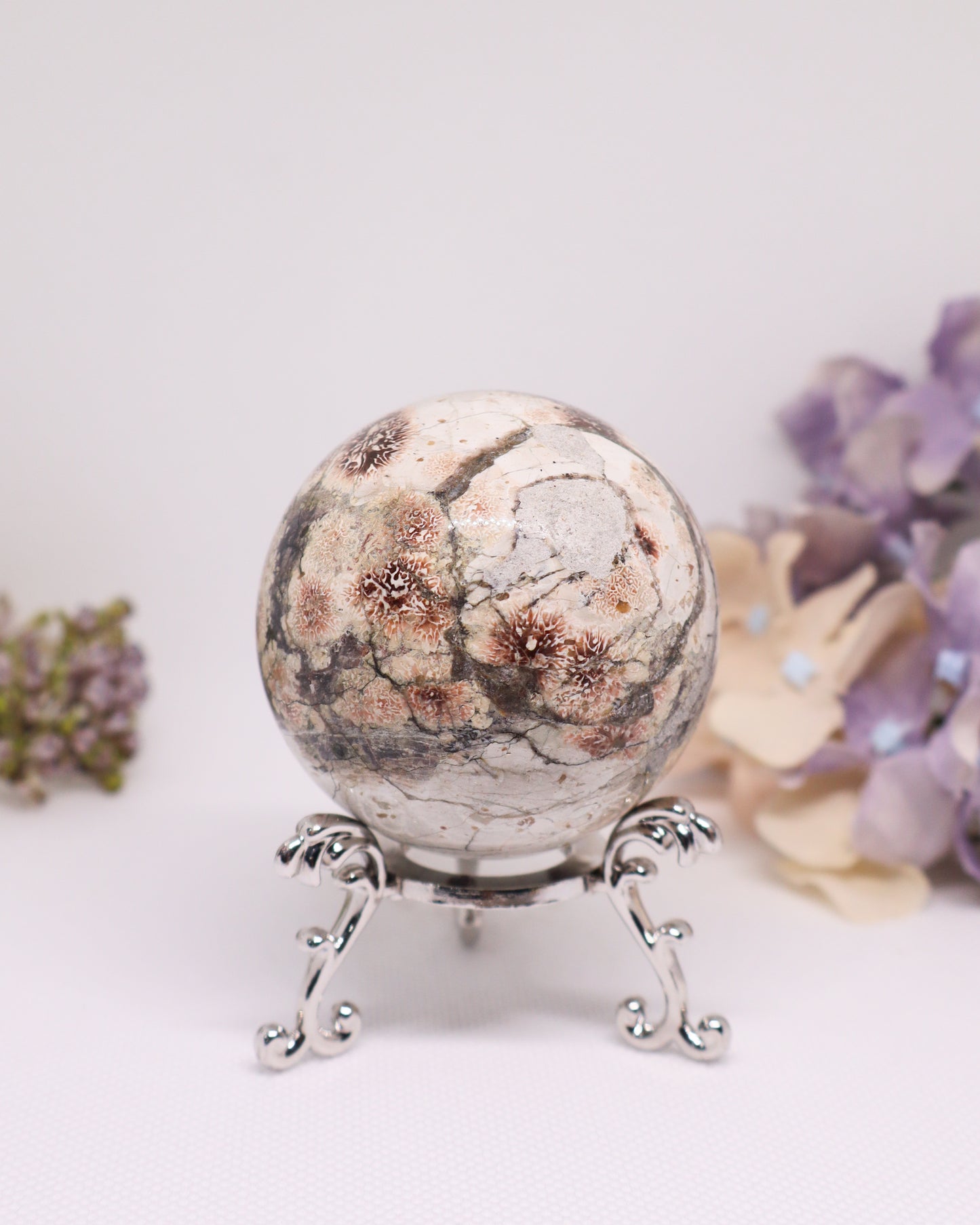 Green Sakura/ Flower Agate Sphere #1