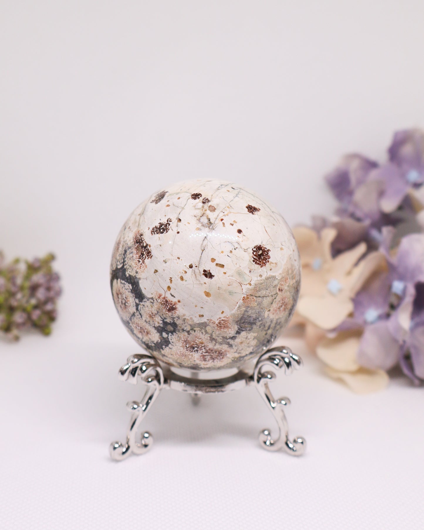 Green Sakura/ Flower Agate Sphere #1