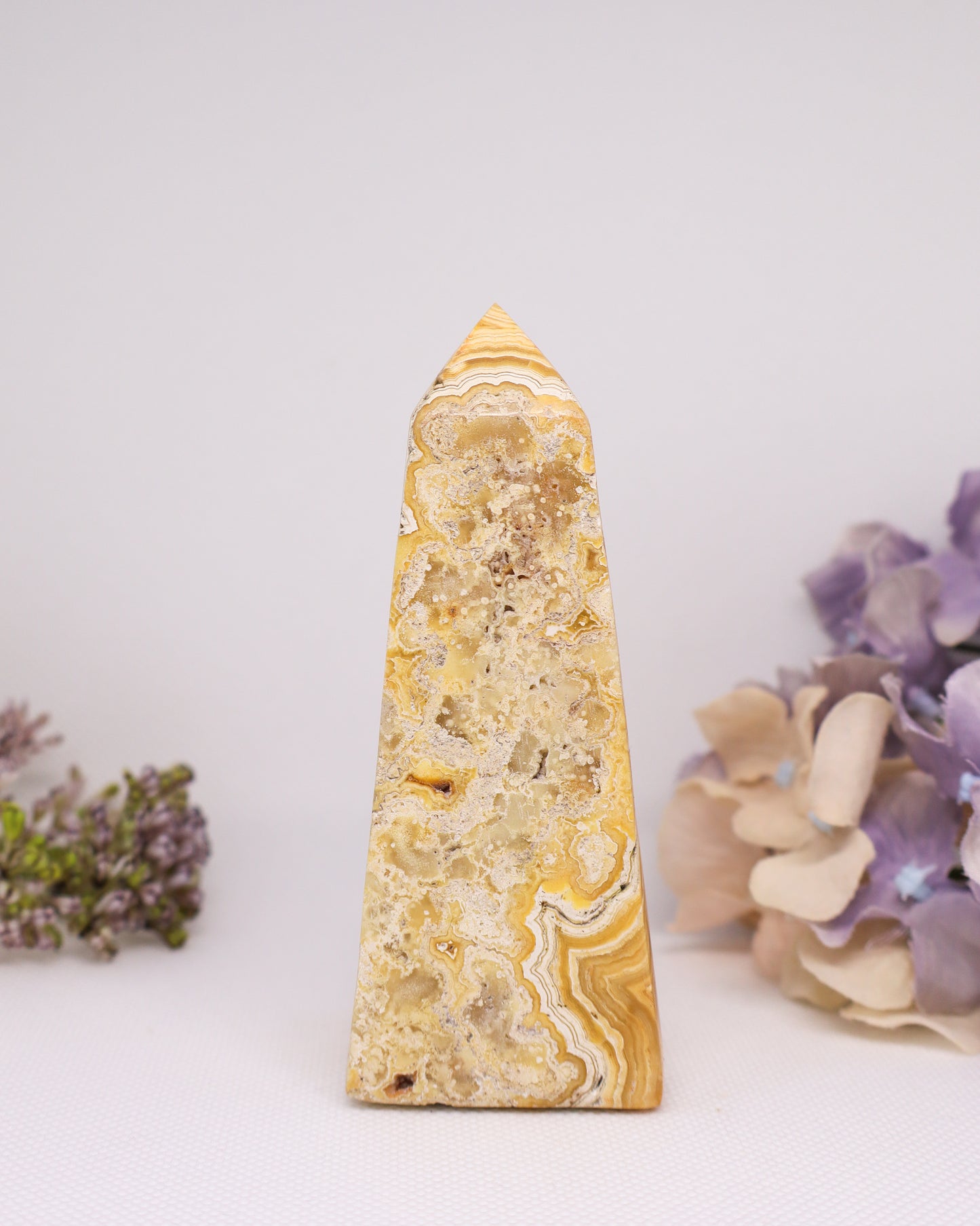 Yellow Crazy Lace Agate Tower #8