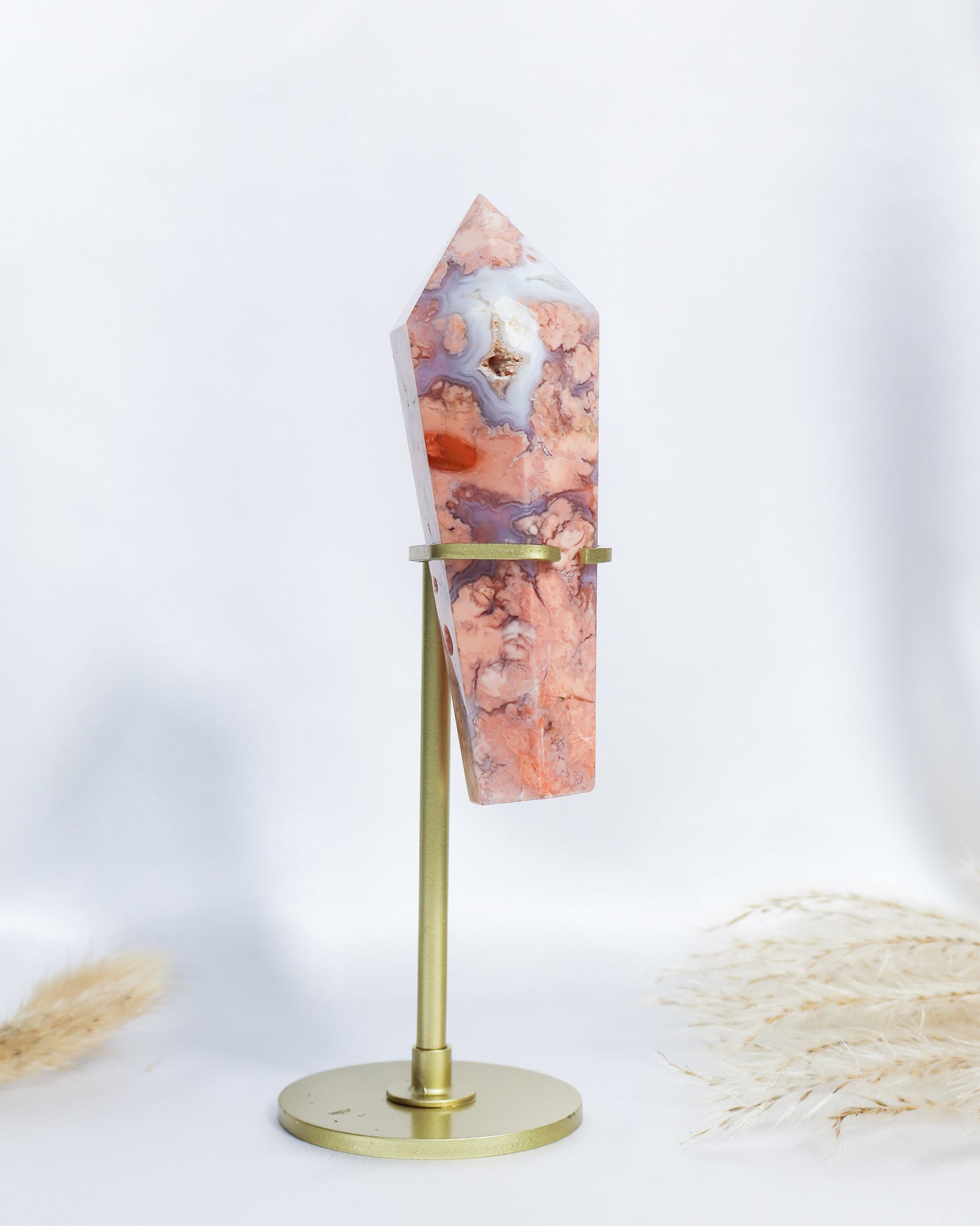 Pink Agate Wand on Stand #7