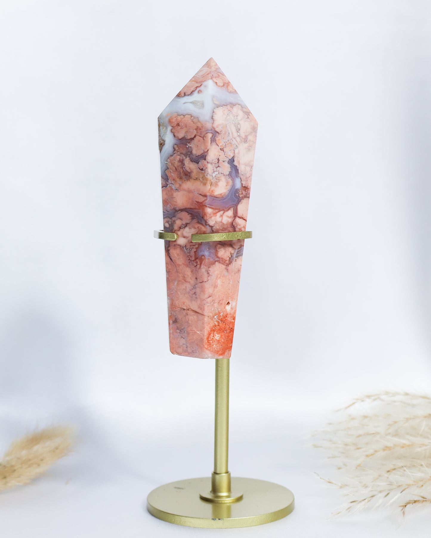 Pink Agate Wand on Stand #7