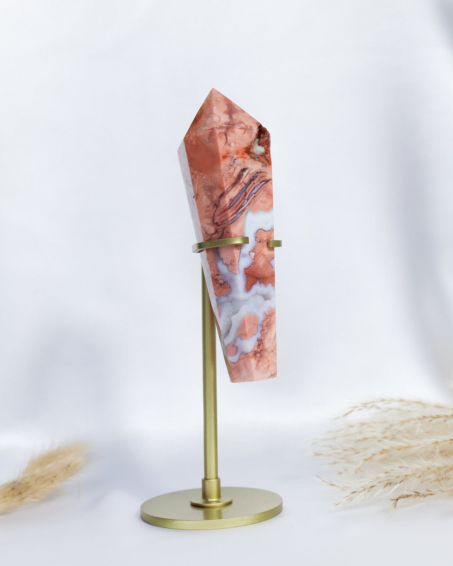 Pink Agate Wand on Stand #6