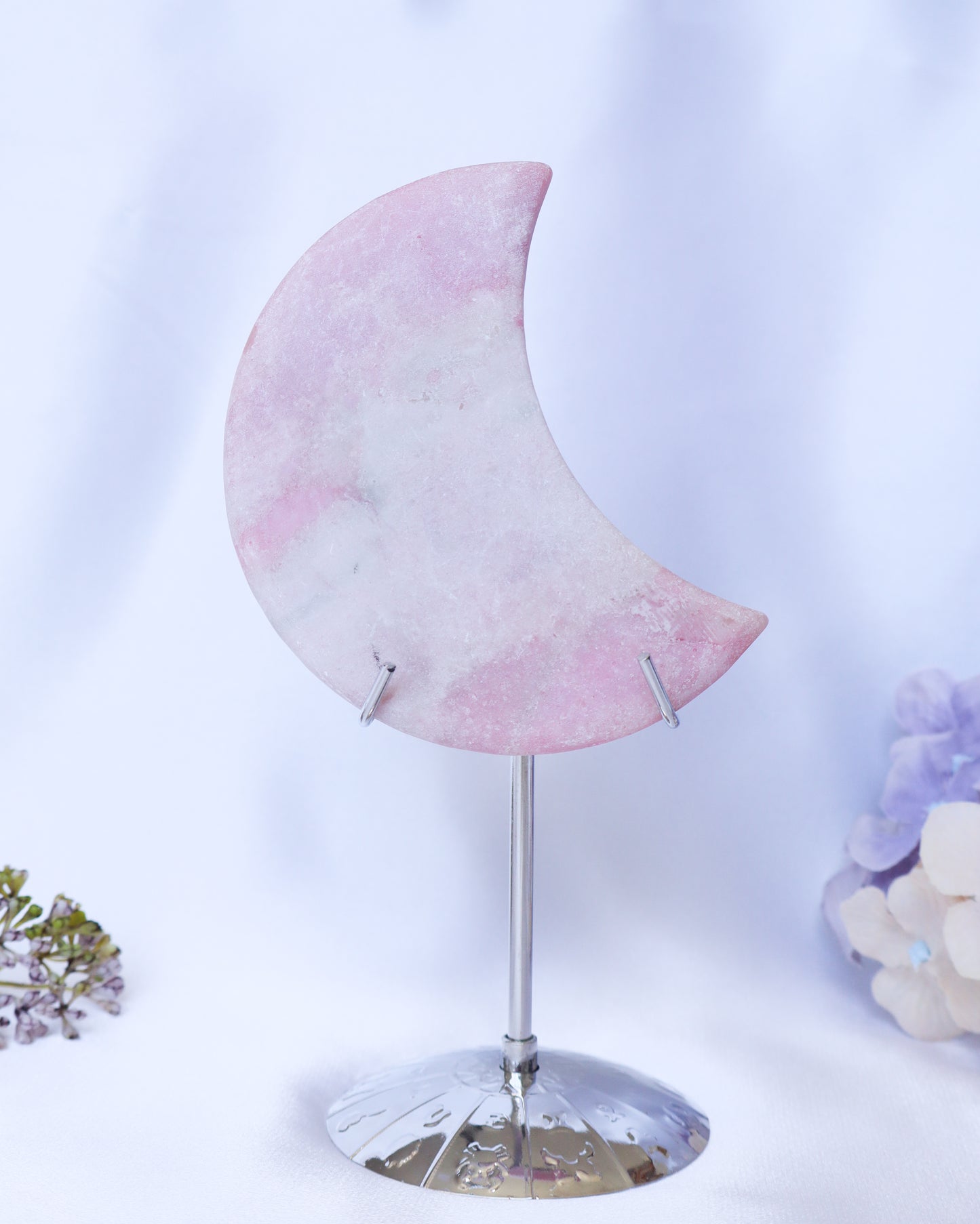 Pink Opal Moon on Stand
