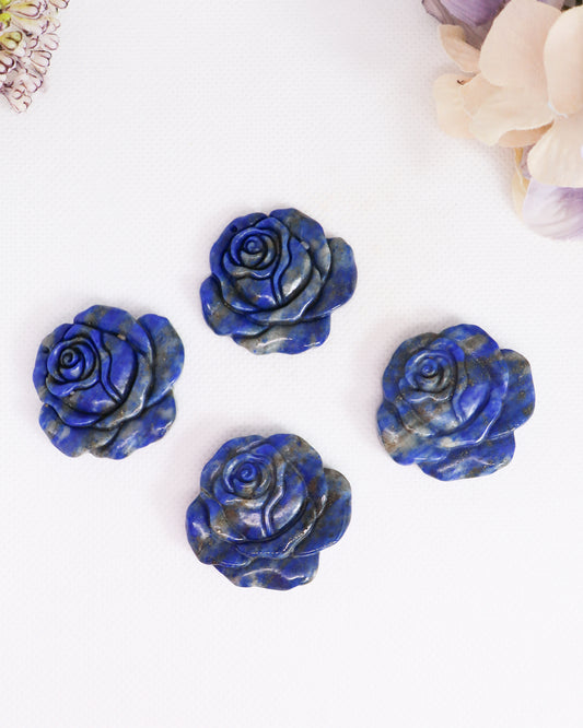 Lapis Lazuli Flower Carvings