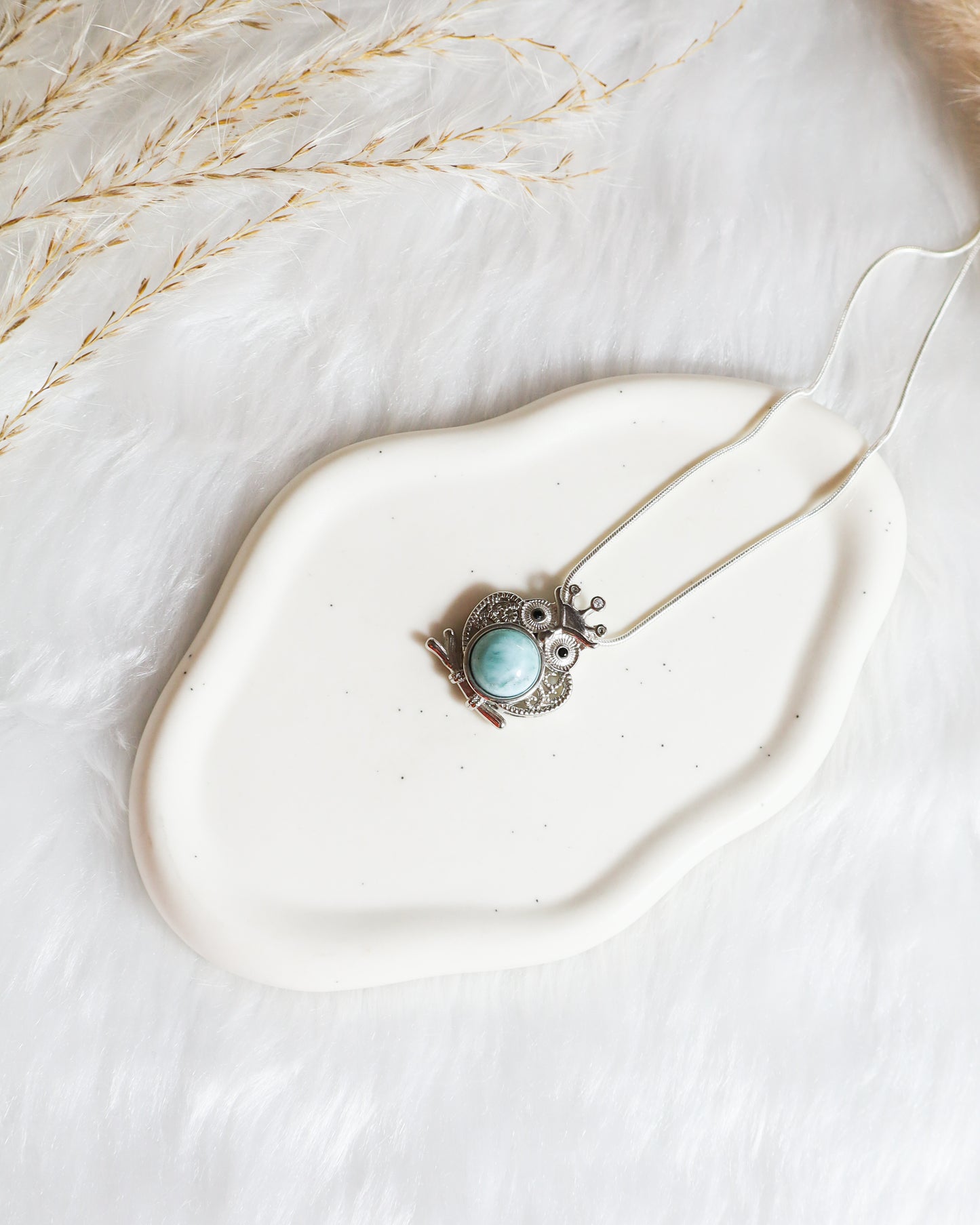 Larimar Owl Necklace
