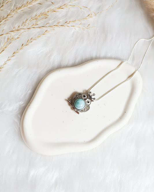 Larimar Owl Necklace