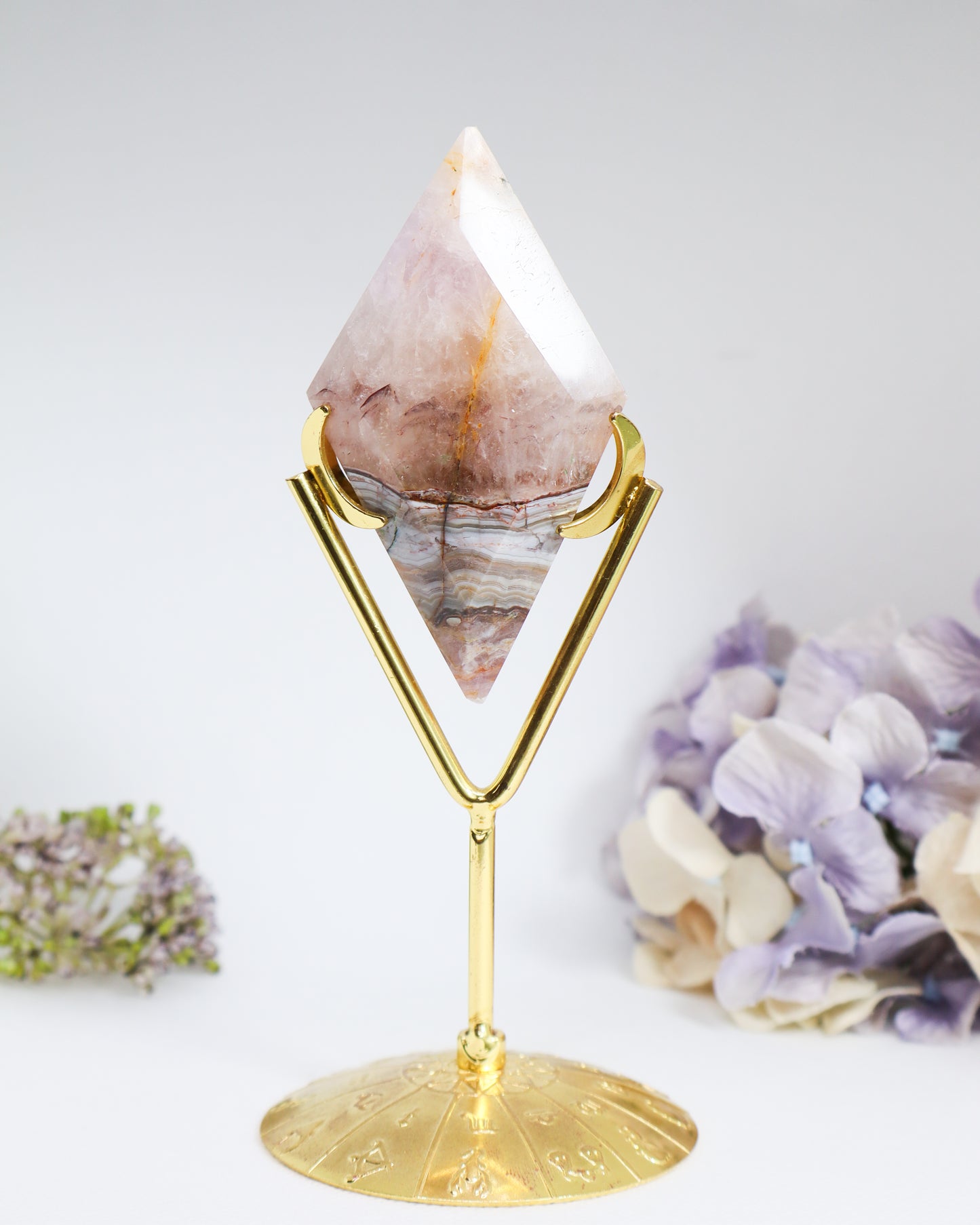 Amethyst Agate Diamond on Stand