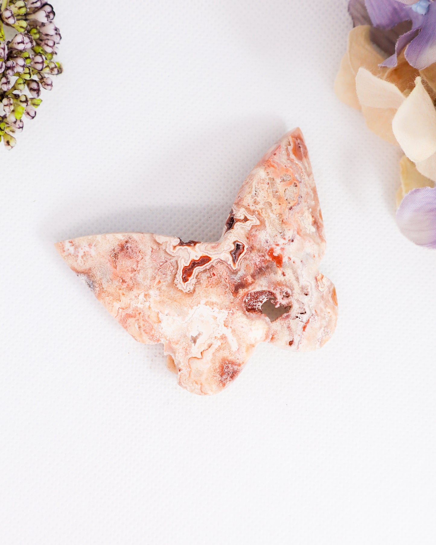 Pink Crazy Lace Agate 3D Butterfly #1