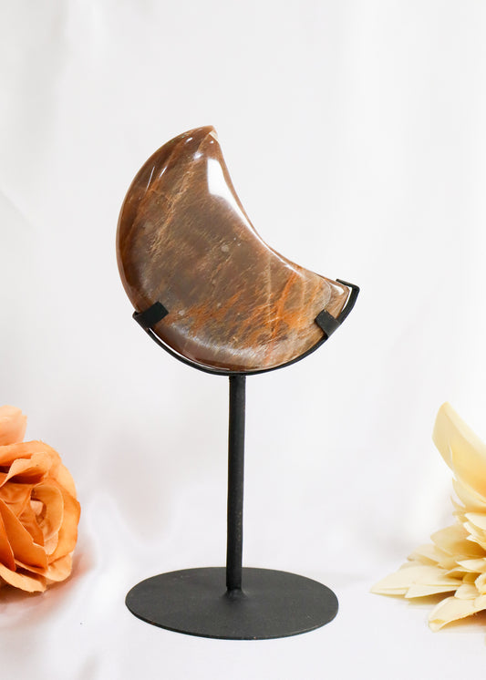 Peach Moonstone Moon on Stand #1