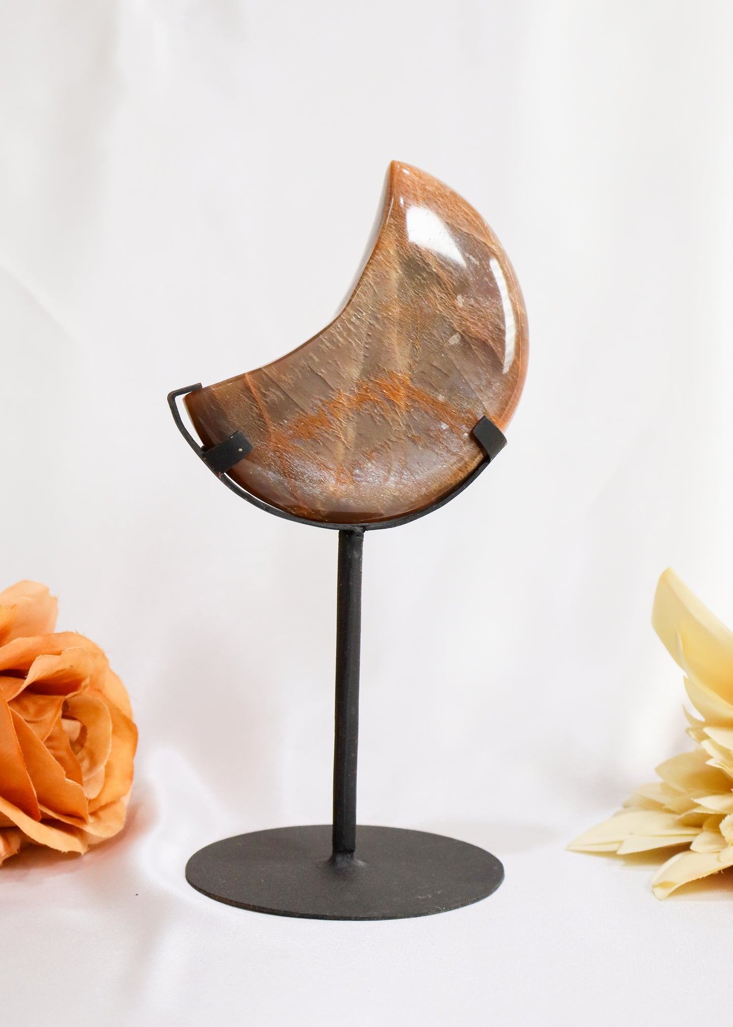 Peach Moonstone Moon on Stand #1