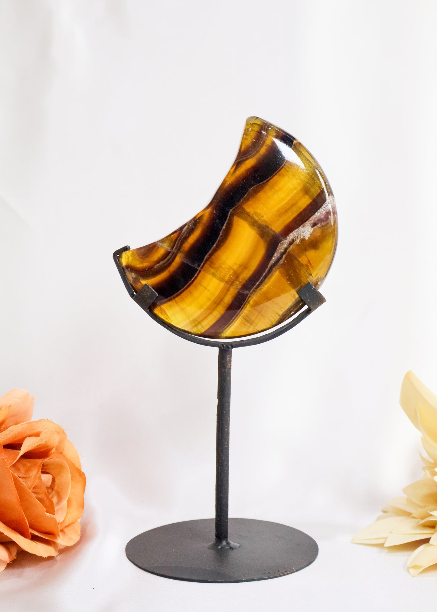 Rainbow Fluorite Moon on Stand #3