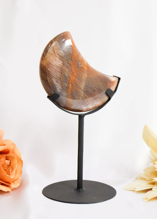 Peach Moonstone Moon on Stand #3
