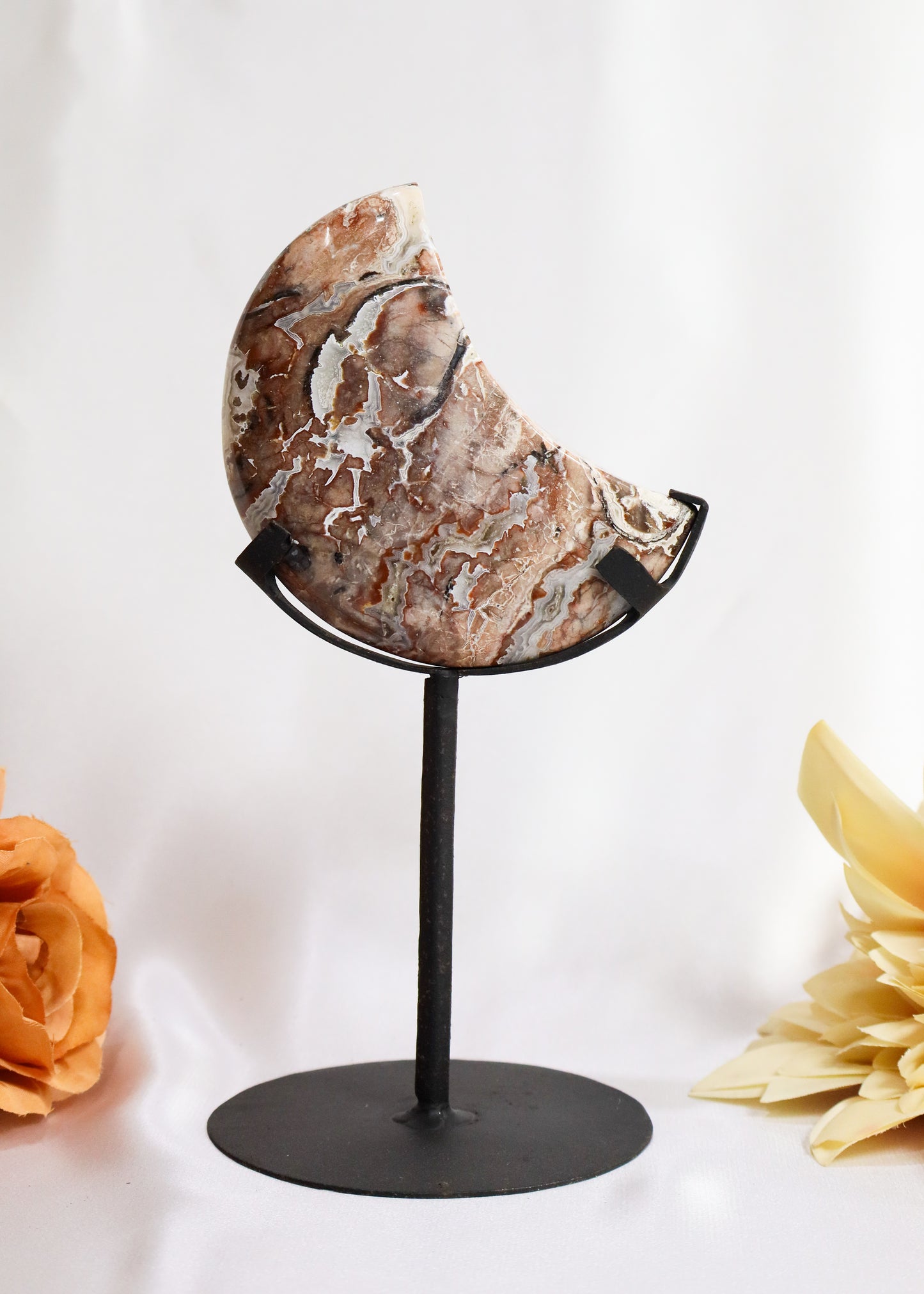 Sangria Lace Agate Moon on Stand #2