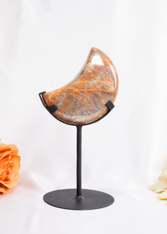 Peach Moonstone Moon on Stand #2
