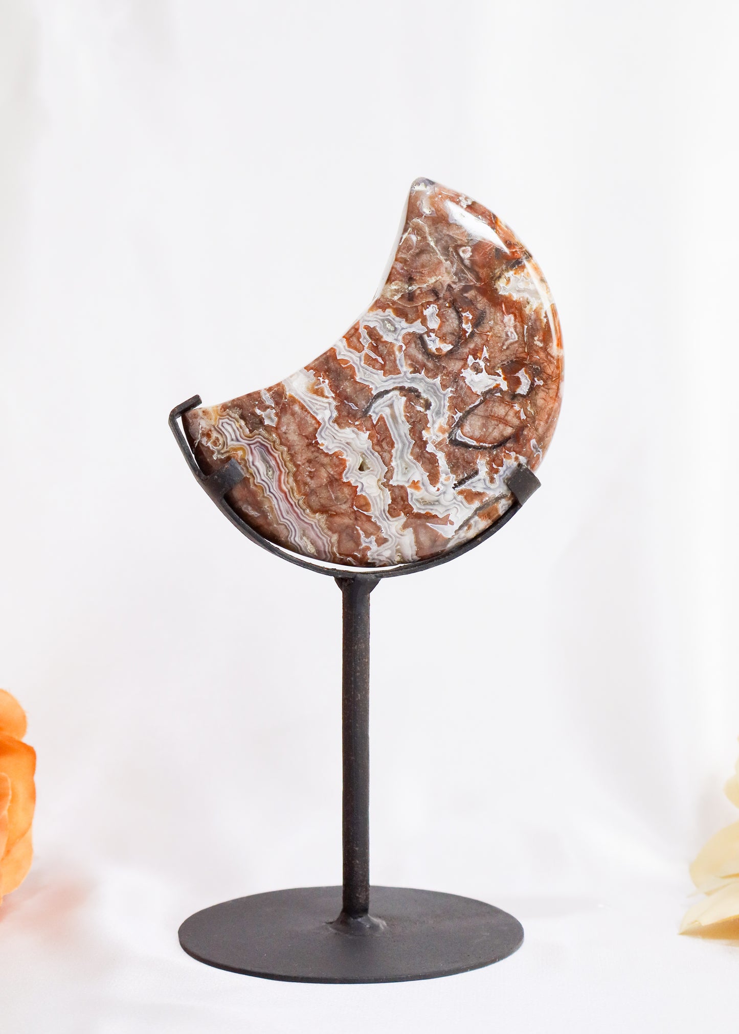 Sangria Lace Agate Moon on Stand #3